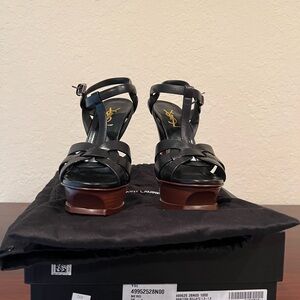 Yves Saint Laurent Black and Brown Platform Shoes